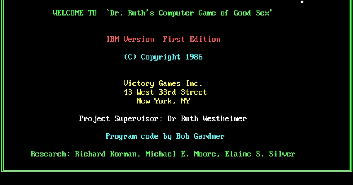 Dr. Ruth's Computer Game of Good Sex cover art
