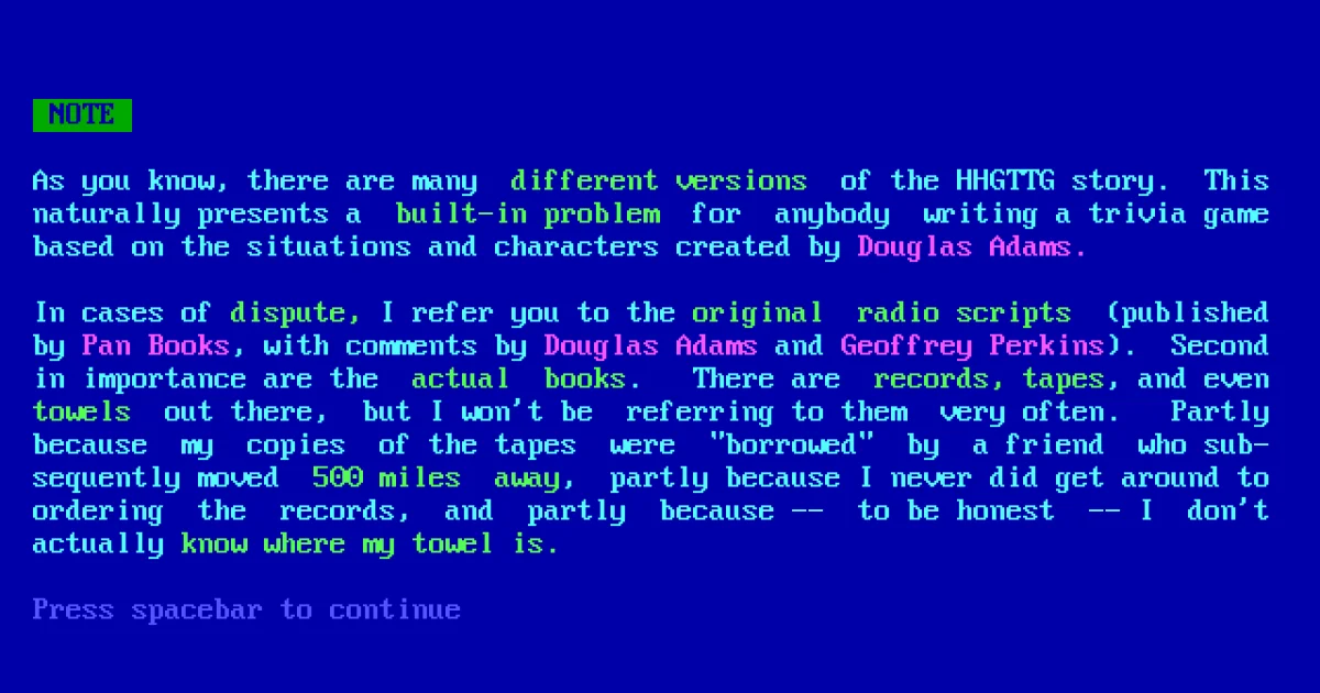 The Hitchhiker's Guide to the Galaxy Trivia Challenge cover art