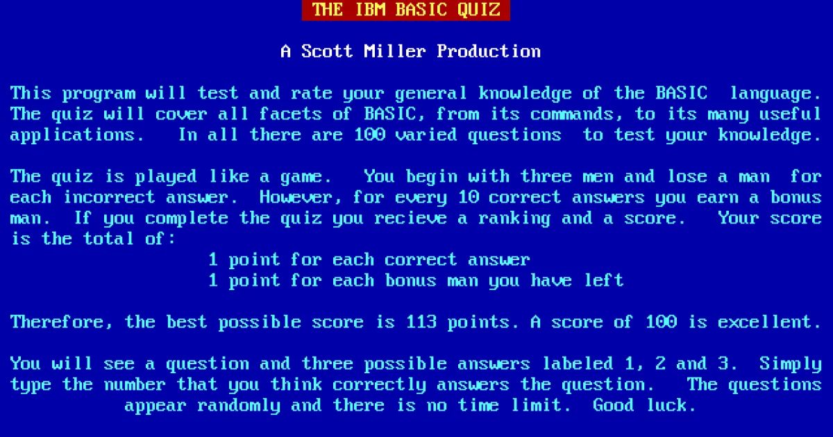 The IBM BASIC Quiz cover art
